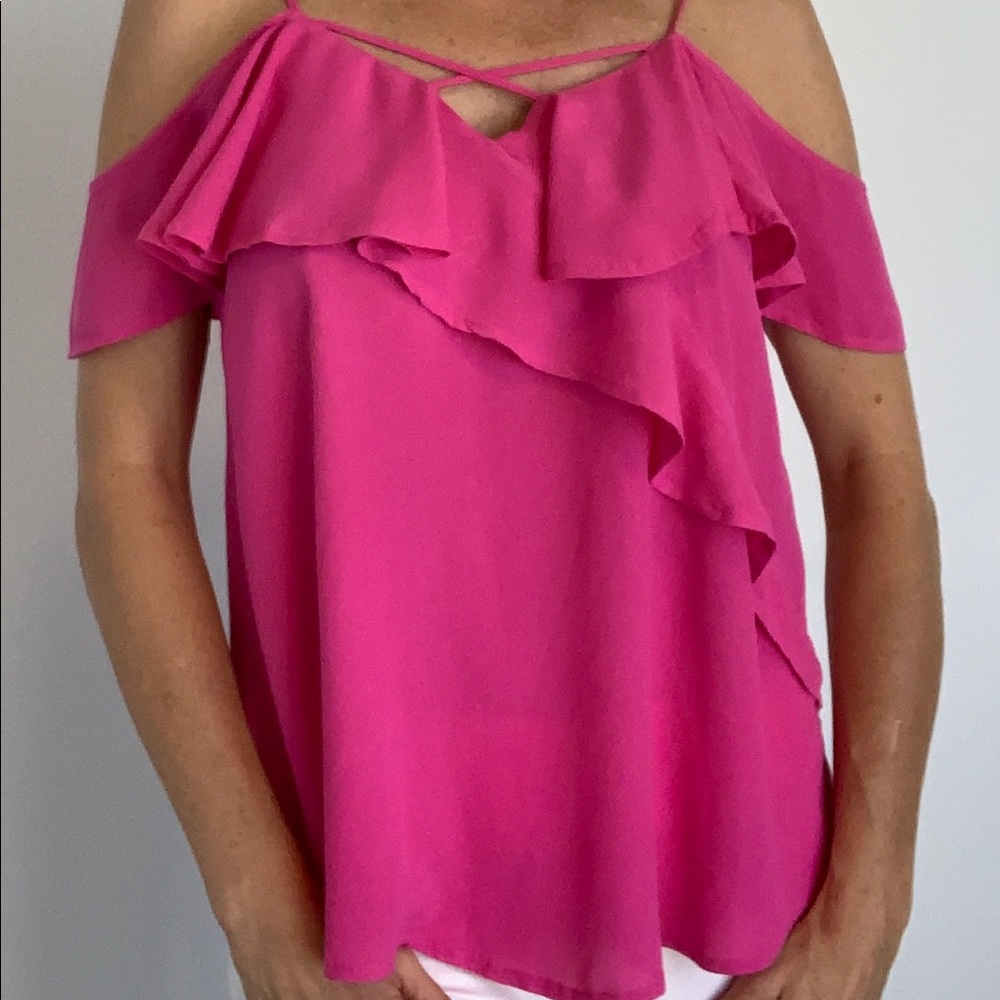 Cute cold shoulder pink top
